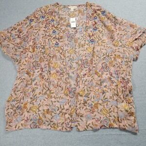 Andersen & Lauth Anthropologie Kimono Wrap Pink Floral Embroidered Beaded OS NEW